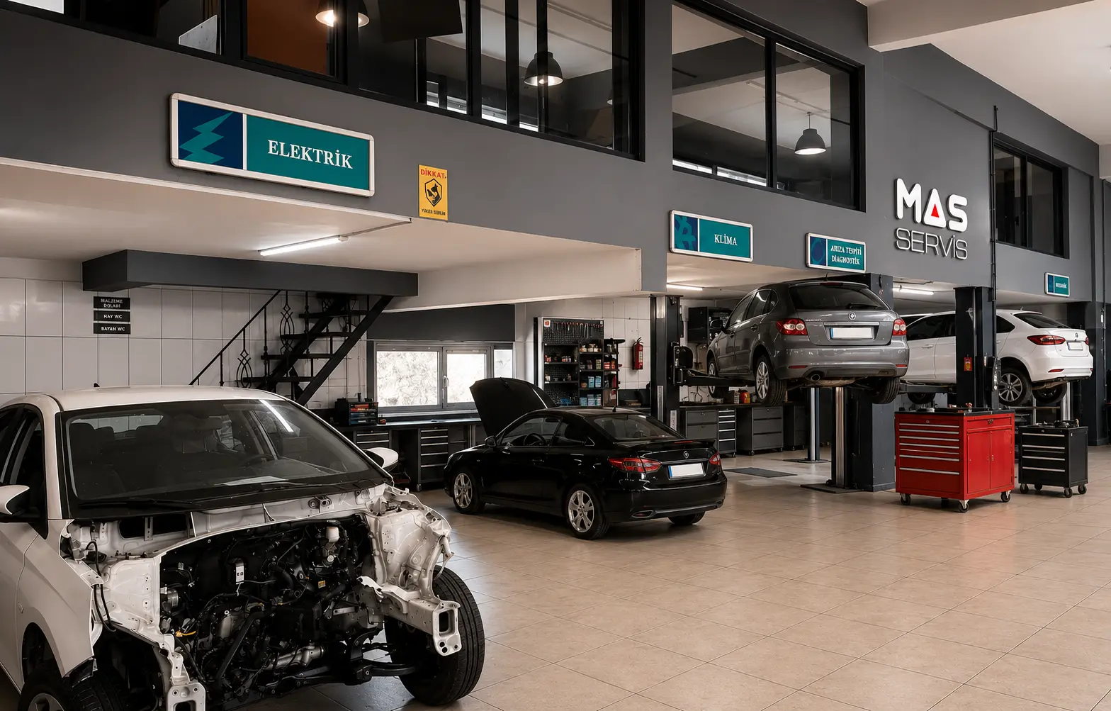 MAS Servis Maslak çoklu araç çalışma alanı